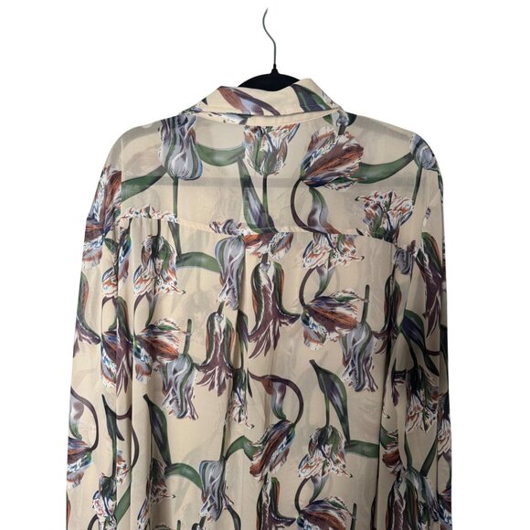 NWT PrettyLittleThing Plus 22 Sheer Floral Button-Up Blouse - Picture 10 of 15